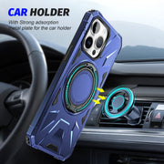 For iPhone 15 Pro Max MagSafe Magnetic Shockproof Phone Case with Ring Holder(Navy Blue)