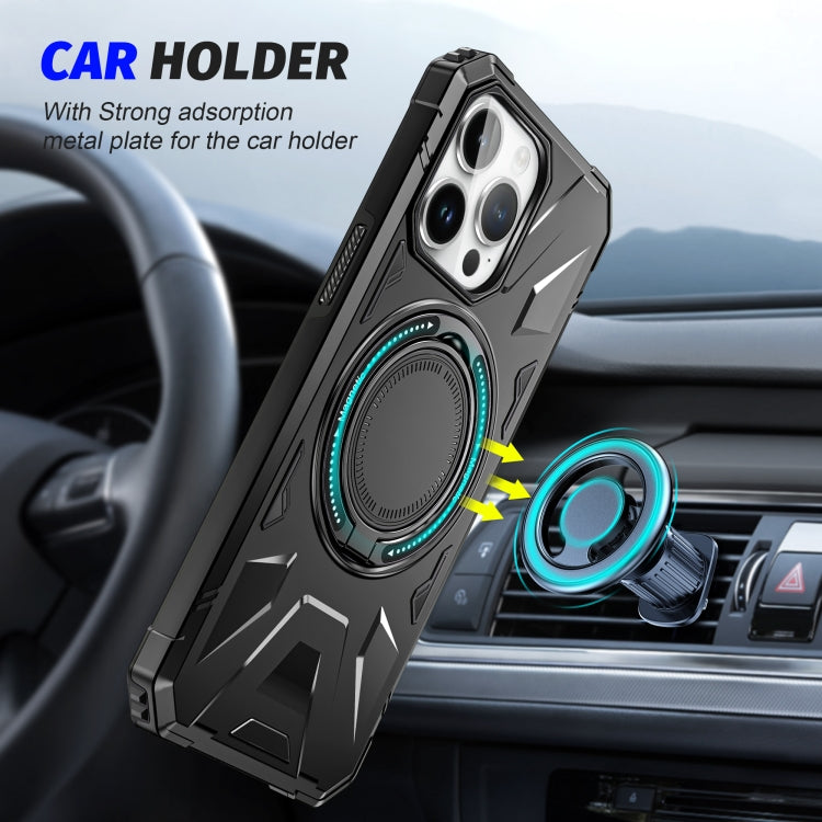 For iPhone 15 MagSafe Magnetic Shockproof Phone Case with Ring Holder(Black)