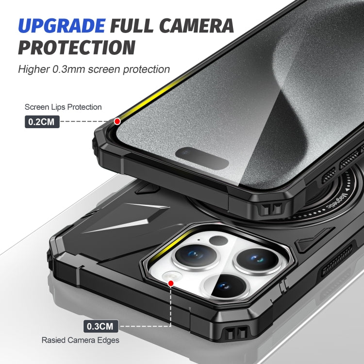 For iPhone 15 MagSafe Magnetic Shockproof Phone Case with Ring Holder(Black)
