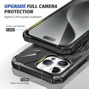 For iPhone 15 MagSafe Magnetic Shockproof Phone Case with Ring Holder(Black)