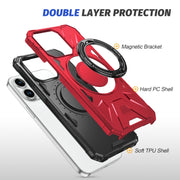 For iPhone 14/13 MagSafe Magnetic Shockproof Phone Case with Ring Holder(Red)