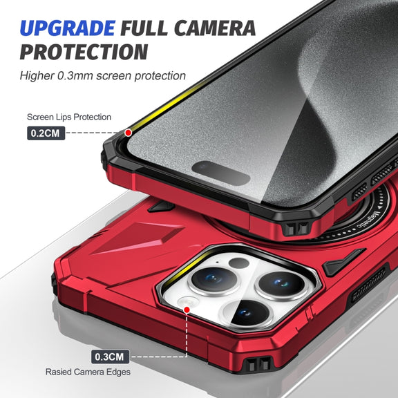 For iPhone 14/13 MagSafe Magnetic Shockproof Phone Case with Ring Holder(Red)