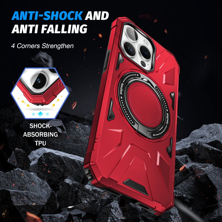 For iPhone 14/13 MagSafe Magnetic Shockproof Phone Case with Ring Holder(Red)