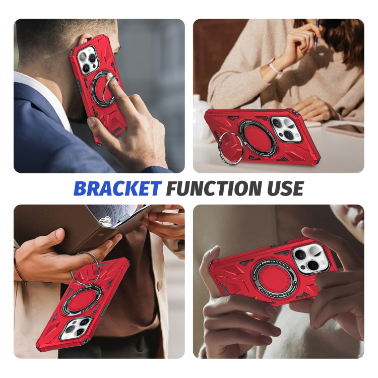 For iPhone 14/13 MagSafe Magnetic Shockproof Phone Case with Ring Holder(Red)
