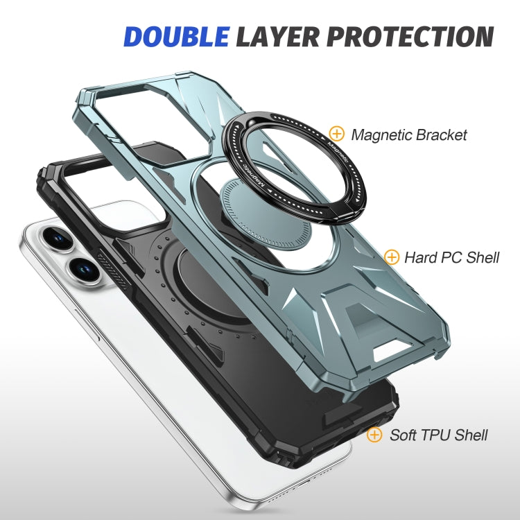 For iPhone 14/13 MagSafe Magnetic Shockproof Phone Case with Ring Holder(Green)
