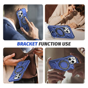 For iPhone 13 Pro MagSafe Magnetic Shockproof Phone Case with Ring Holder(Navy Blue)