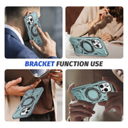 For iPhone 12/12 Pro MagSafe Magnetic Shockproof Phone Case with Ring Holder(Green)