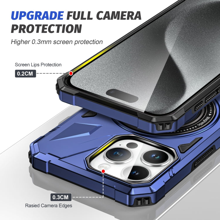 For iPhone 12 Pro Max MagSafe Magnetic Shockproof Phone Case with Ring Holder(Navy Blue)