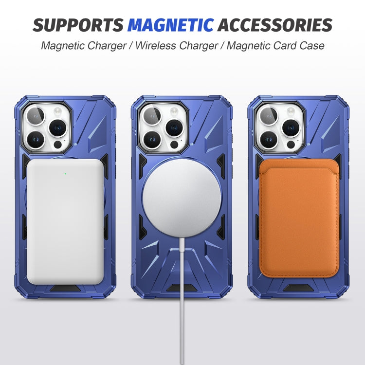 For iPhone 12 Pro Max MagSafe Magnetic Shockproof Phone Case with Ring Holder(Navy Blue)