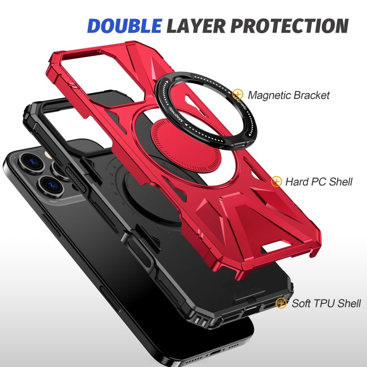 For iPhone 16 Pro MagSafe Magnetic Shockproof Phone Case with Ring Holder(Red)