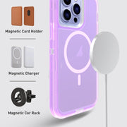 For iPhone 13 Pro Shockproof MagSafe Magnetic Phone Case(Transparent Purple)