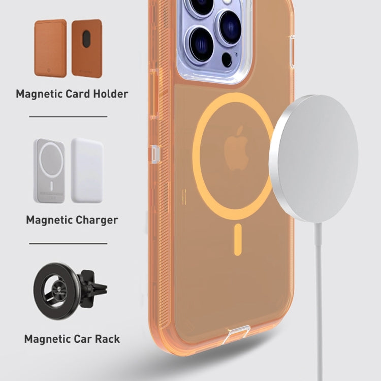 For iPhone 12 Pro Max Shockproof MagSafe Magnetic Phone Case(Transparent Gold)