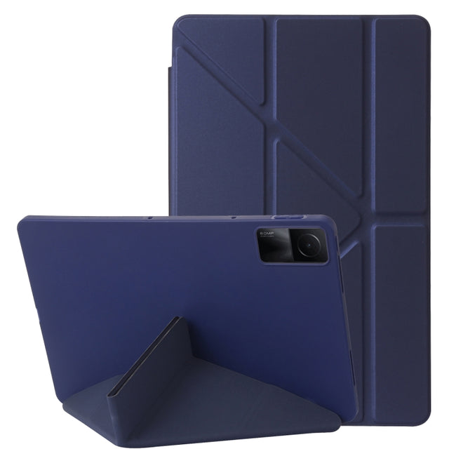 For Xiaomi Redmi Pad SE Deformation Silicone Leather Tablet Case(Dark Blue)