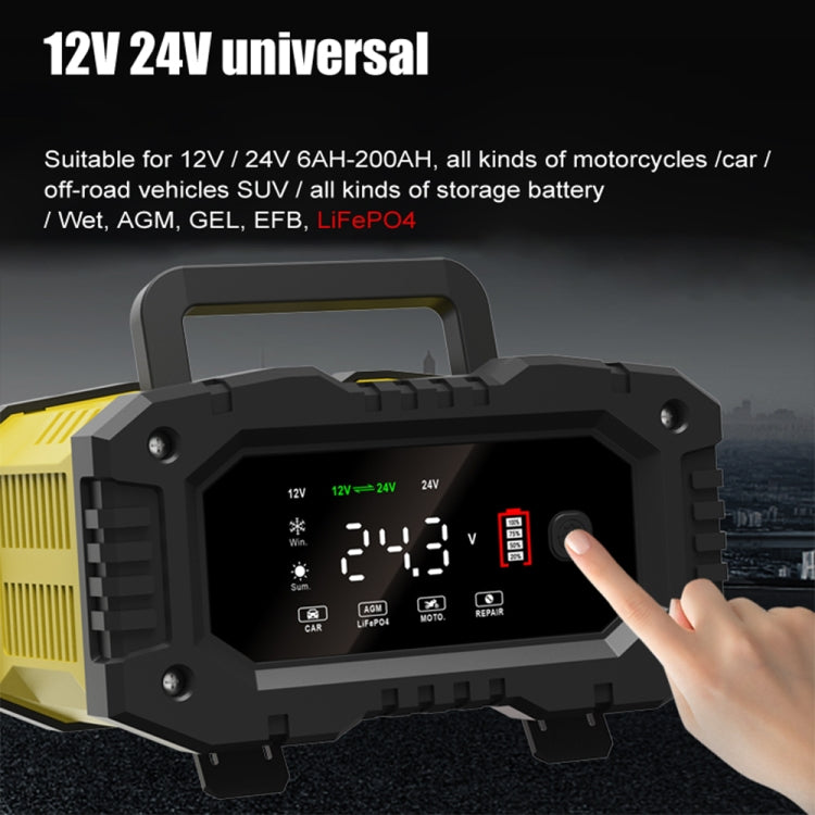 FOXSUR 12V / 24V 10A Portable Motorcycle Car Smart Battery Charger(US Plug)