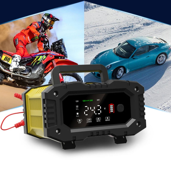 FOXSUR 12V / 24V 10A Portable Motorcycle Car Smart Battery Charger(EU Plug)