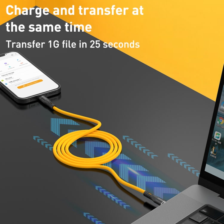 USB to 8 Pin Liquid Silicone Charging Data Cable, Length: 1.2m(Yellow)