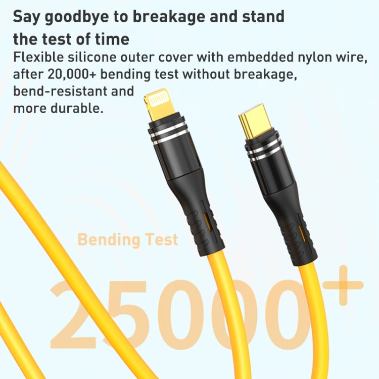 USB-C / Type-C to 8 Pin Liquid Silicone Charging Data Cable, Length: 1.2m(Yellow)