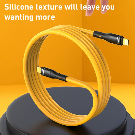 USB-C / Type-C to 8 Pin Liquid Silicone Charging Data Cable, Length: 1.2m(Yellow)