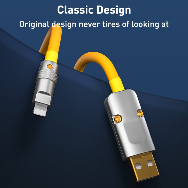 XJ-U101 USB-C / Type-C to 8 Pin Spring Charging Data Cable, Length: 1.5m(Yellow)