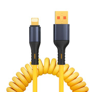 XJ-U101 USB to 8 Pin Spring Charging Data Cable, Length: 1.5m(Yellow)
