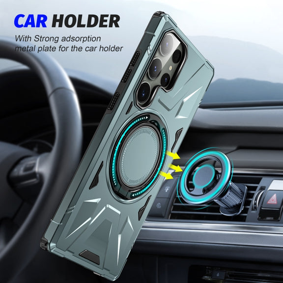 For Samsung Galaxy S23+ 5G MagSafe Magnetic Shockproof Phone Case with Ring Holder(Green)