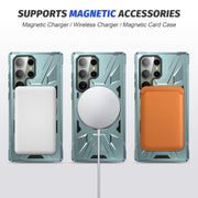For Samsung Galaxy S23 Ultra 5G MagSafe Magnetic Shockproof Phone Case with Ring Holder(Green)