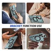 For Samsung Galaxy S23 Ultra 5G MagSafe Magnetic Shockproof Phone Case with Ring Holder(Green)