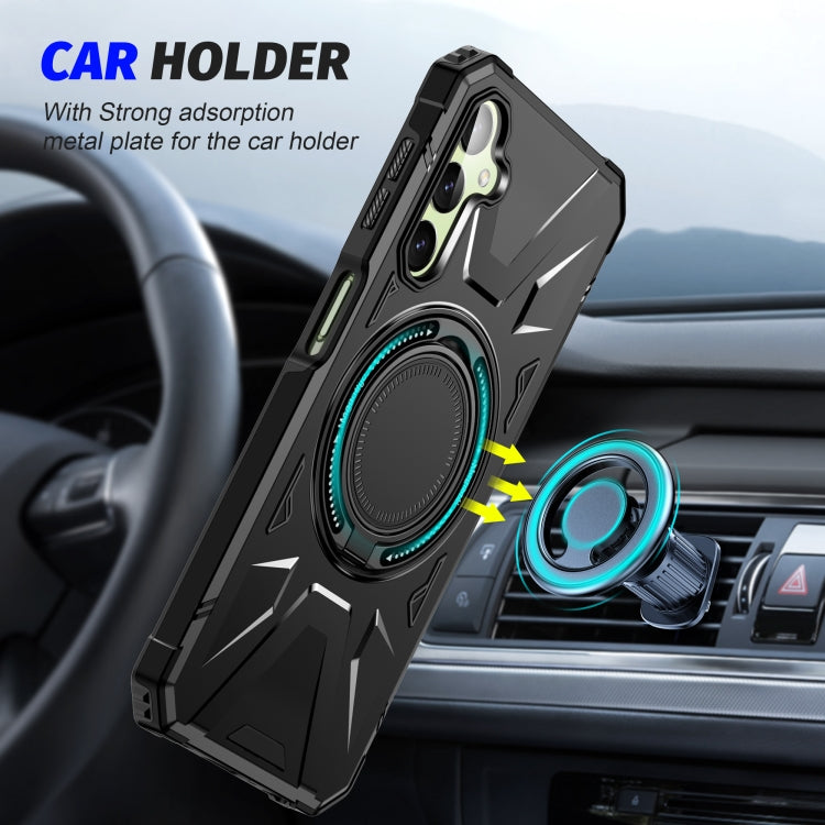 For Samsung Galaxy A24 4G/A25 5G MagSafe Magnetic Shockproof Phone Case with Ring Holder(Black)