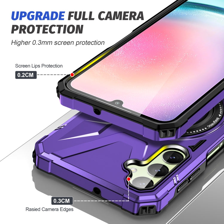 For Samsung Galaxy A54 5G MagSafe Magnetic Shockproof Phone Case with Ring Holder(Purple)