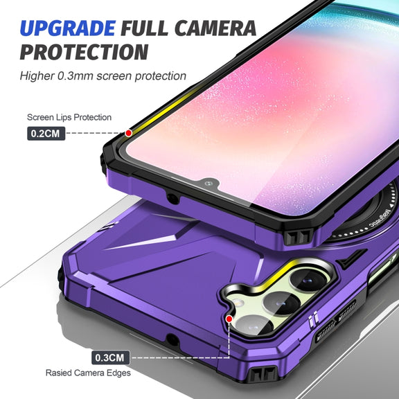 For Samsung Galaxy A54 5G MagSafe Magnetic Shockproof Phone Case with Ring Holder(Purple)