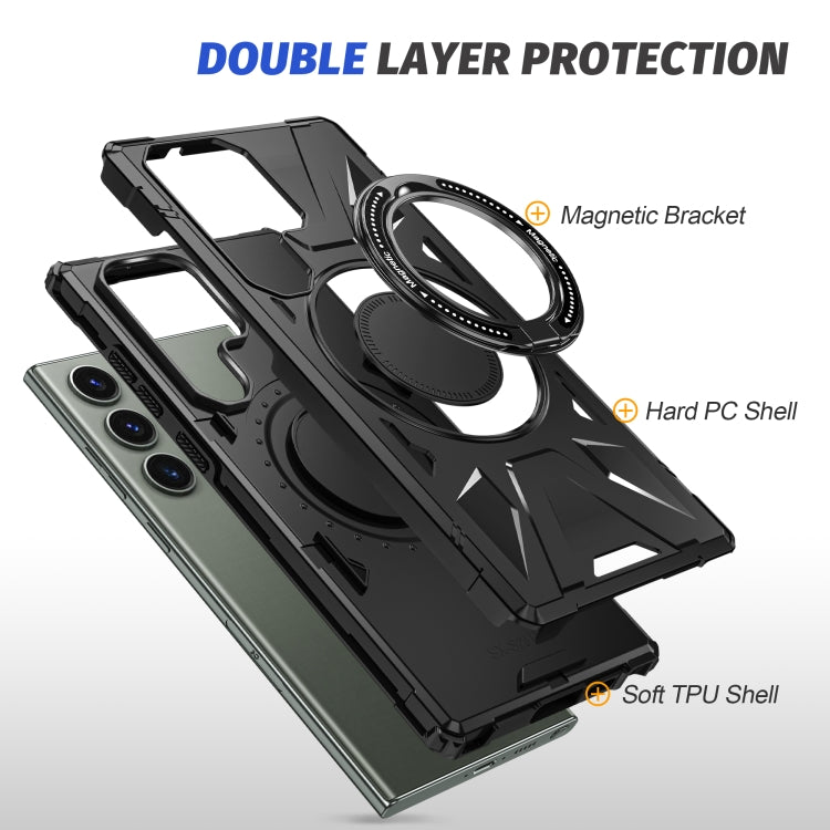 For Samsung Galaxy S24 Ultra 5G MagSafe Magnetic Shockproof Phone Case with Ring Holder(Black)