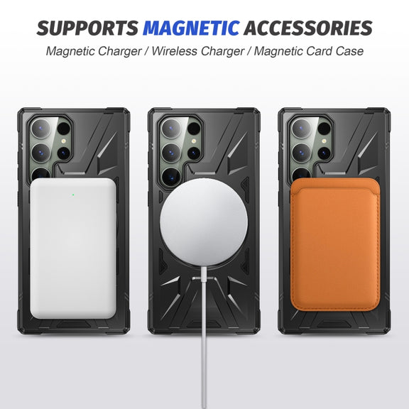 For Samsung Galaxy S24 Ultra 5G MagSafe Magnetic Shockproof Phone Case with Ring Holder(Black)