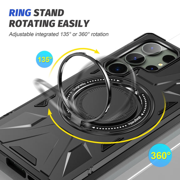 For Samsung Galaxy S24 Ultra 5G MagSafe Magnetic Shockproof Phone Case with Ring Holder(Black)