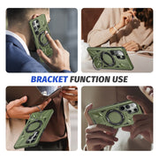 For Samsung Galaxy S24+ 5G MagSafe Magnetic Shockproof Phone Case with Ring Holder(Dark Green)