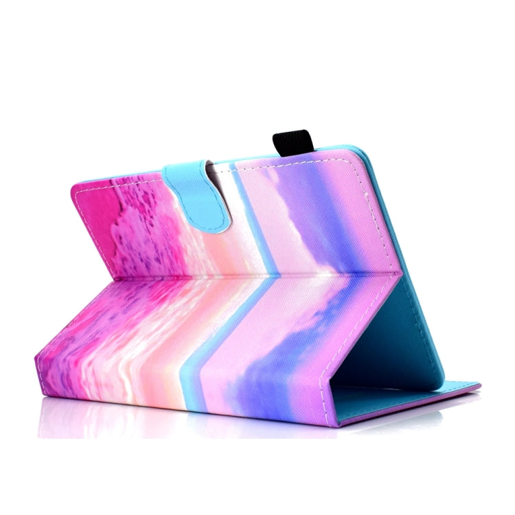 For 10 inch Universal Colored Drawing Stitching Leather Tablet Case(Pink Sea)