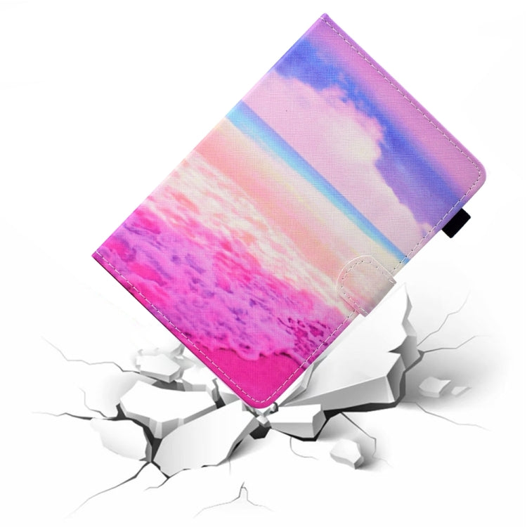 For 10 inch Universal Colored Drawing Stitching Leather Tablet Case(Pink Sea)