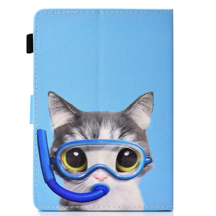 For 10 inch Universal Colored Drawing Stitching Leather Tablet Case(Diving Cat)