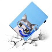 For 10 inch Universal Colored Drawing Stitching Leather Tablet Case(Diving Cat)