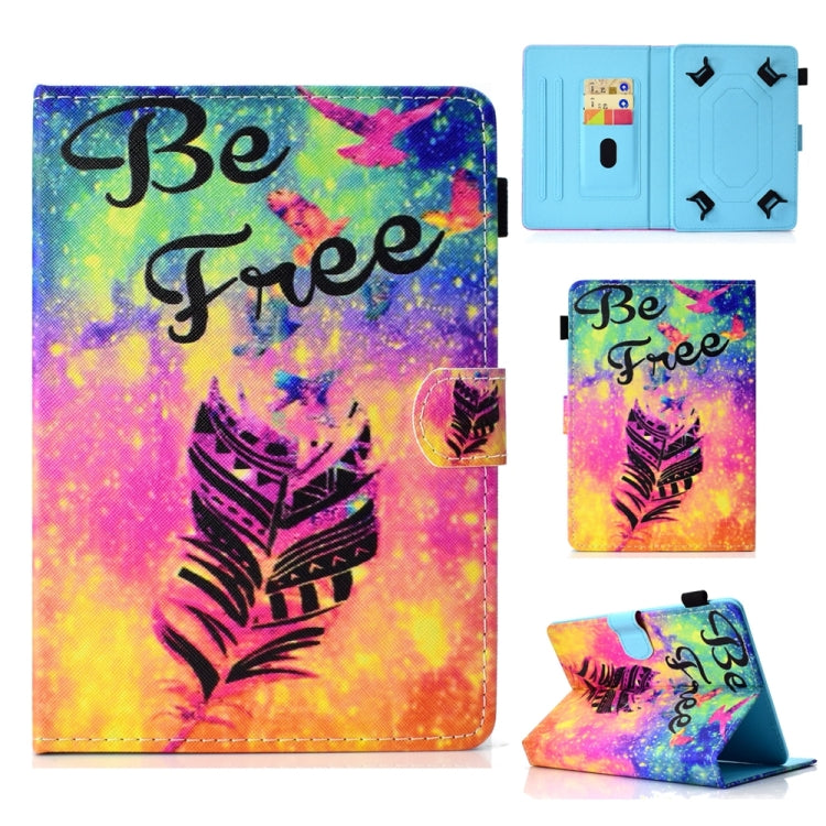 For 10 inch Universal Colored Drawing Stitching Leather Tablet Case(Feather)
