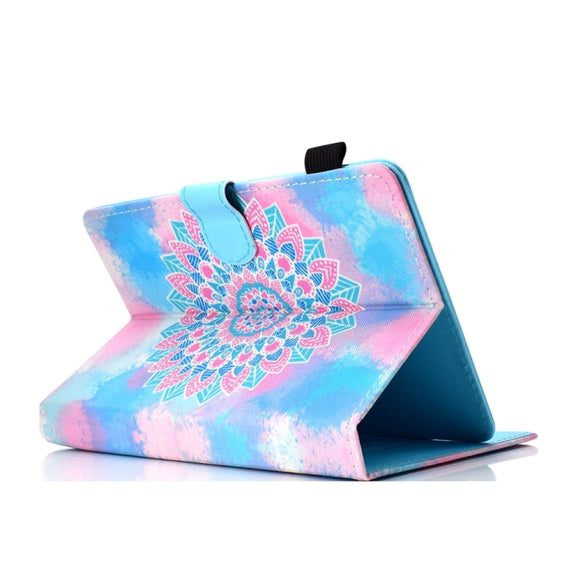 For 10 inch Universal Colored Drawing Stitching Leather Tablet Case(Datura Flowers)