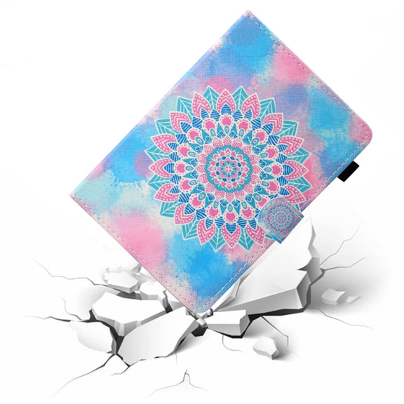 For 10 inch Universal Colored Drawing Stitching Leather Tablet Case(Datura Flowers)