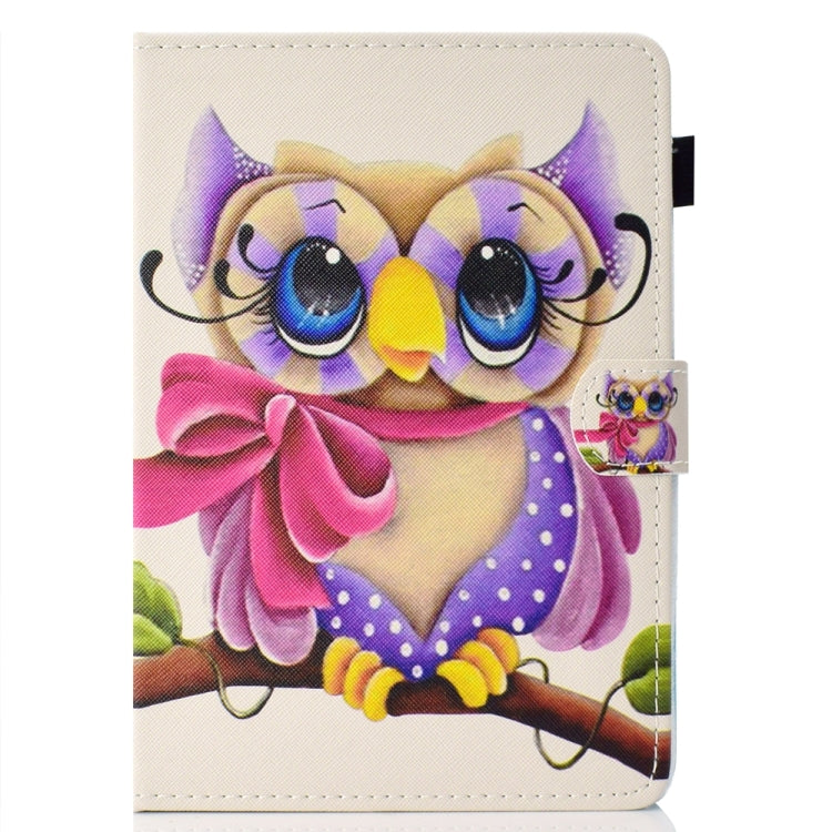 For 10 inch Universal Colored Drawing Stitching Leather Tablet Case(Owl)