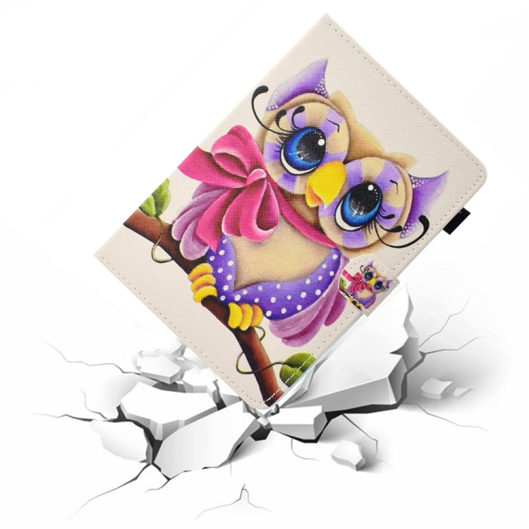 For 10 inch Universal Colored Drawing Stitching Leather Tablet Case(Owl)