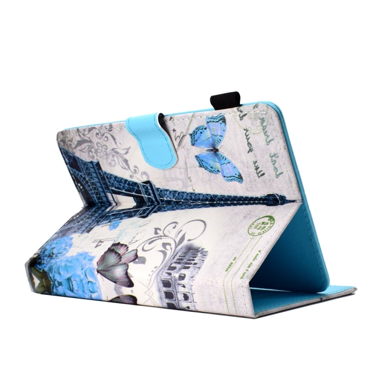 For 10 inch Universal Colored Drawing Stitching Leather Tablet Case(Iron Tower)