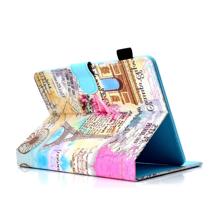 For 10 inch Universal Colored Drawing Stitching Leather Tablet Case(Romantic Paris)