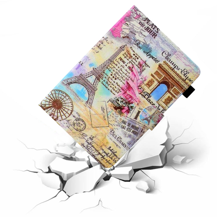 For 10 inch Universal Colored Drawing Stitching Leather Tablet Case(Romantic Paris)