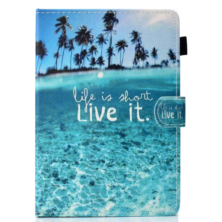 For 10 inch Universal Colored Drawing Stitching Leather Tablet Case(Blue Sea)