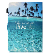For 10 inch Universal Colored Drawing Stitching Leather Tablet Case(Blue Sea)