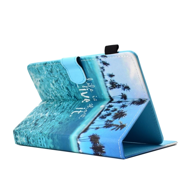 For 10 inch Universal Colored Drawing Stitching Leather Tablet Case(Blue Sea)