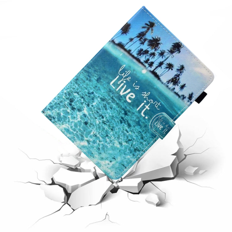 For 10 inch Universal Colored Drawing Stitching Leather Tablet Case(Blue Sea)
